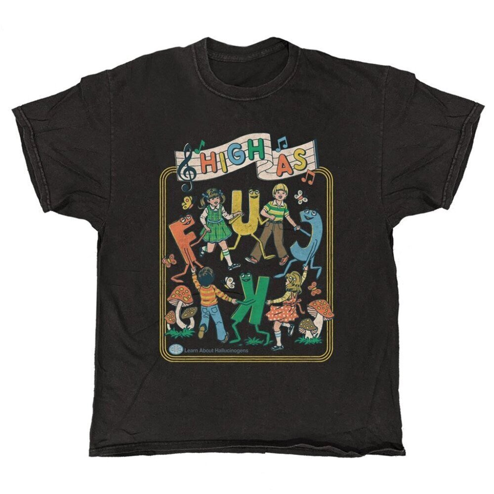Steven Rhodes High As F Dark Humor Vintage Style Graphic Unisex T-Shirt